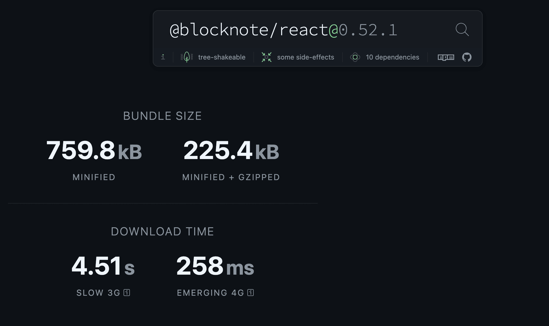 Bundle Size of Blocknote/react